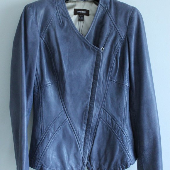 NWOT Leather Jacket, Asymmetrical Zipper, Ombre Lining - Picture 1 of 8